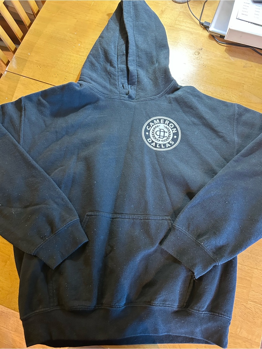 Gildan Black Hoodie with White Cameron Dallas Chest Logo